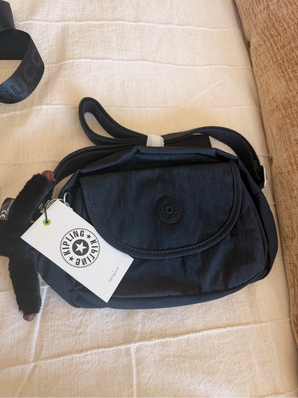 Kipling Black Crossbody Bag with Logo Charm